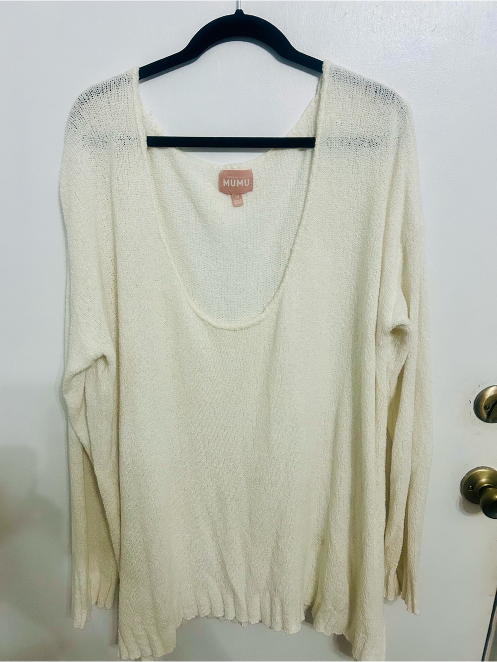 Show Me Your MuMu Cream Scoop Neck Lightweight Sweater
